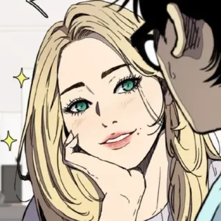 🕸 0b6f0070 Anime, Manga, Wanita, Potret, Rambut Pirang, Mata Hijau whatsapp sticker