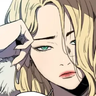 🕸 47047481 Anime, Gadis, Rambut pirang, Mata hijau, Potret whatsapp sticker