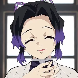 🌟 423aa0fe Shinobu Kocho Demon Slayer アニメ, 鬼滅の刃, 胡蝶しのぶ, 漫画, 笑顔, 蝶, キャラクター, アニメーション telegram sticker