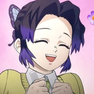 🌟 e1c5897f Shinobu Kocho Demon Slayer アニメ, 鬼滅の刃, 胡蝶しのぶ, 笑顔, キャラクター, 日本, 蝶 telegram sticker