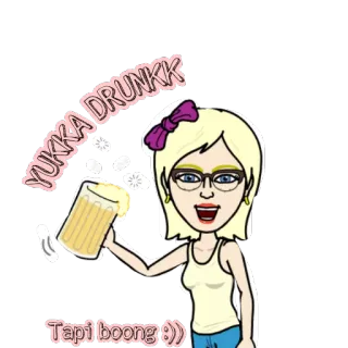 🍺 e5a369b1 YUKKA DRUNKK
Tapi boong :) ubriaco, cartoni animati, birra, bere, festa, celebrazione whatsapp sticker