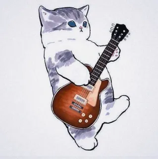 🎸 7b32eedb แมว, กีตาร์, ดนตรี, สัตว์, สัตว์เลี้ยง, น่ารัก telegram sticker