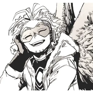 😁 87c51fe3 Hawks My Hero Academia Anime, Manga, Pahlawan, Sayap, Tersenyum telegram sticker