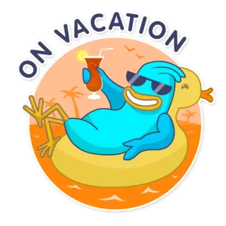 ✈️ 3cac6960 ON VACATION canard, vacances, été, plage, détente, dessin animé telegram sticker