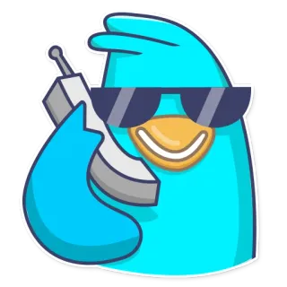 😎 560c9410 oiseau, dessin animé, animal, lunettes de soleil, téléphone, espion, agent secret, bleu telegram sticker