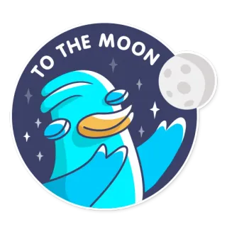 🌝 597d5052 TO THE MOON lune, oiseau, étoiles, espace, vers la lune, fusée, finance, crypto telegram sticker
