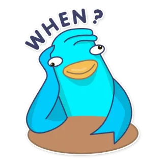 👦 6467f39e WHEN? dessin animé, question, quand, demandant, réflexion, pensée telegram sticker
