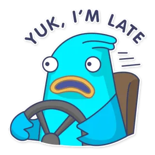 🚙 6c7bfc29 YUK, I'M LATE dessin animé, en retard, conduite, pressé, drôle, expression, animation telegram sticker