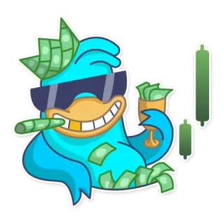 👍 85c219c4 canard, argent, richesse, lunettes de soleil, cigare, or, luxe, succès telegram sticker