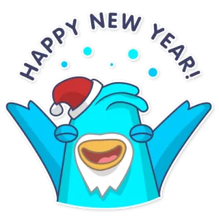 🔔 c2194096 HAPPY NEW YEAR! bonne année, fête, vacances, oiseau, dessin animé, festif telegram sticker