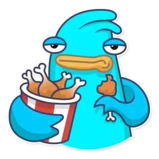 🍗 f960ba70 Dessin animé, Nourriture, Poulet, Seau, Drôle, Personnage, Manger, Poulet frit telegram sticker