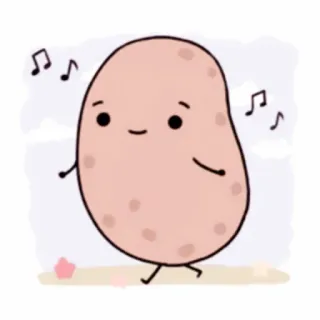 💭 4d80e081 aardappel, dansen, muziek, cartoon, kawaii, schattig whatsapp sticker
