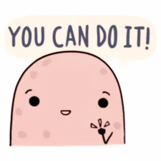 💭 7d06df62 YOU CAN DO IT! motivatie, aanmoediging, cartoon, schattig, optimistisch, positief, aardappel whatsapp sticker