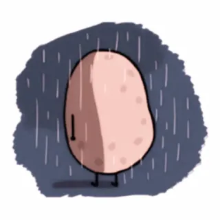 💭 895c7af3 aardappel, regen, verdrietig, cartoon, schattig whatsapp sticker