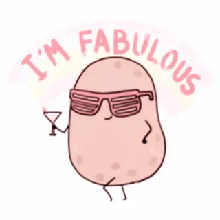💭 ec262634 I'M FABULOUS aardappel, fantastisch, bril, cocktail, schattig, grappig whatsapp sticker