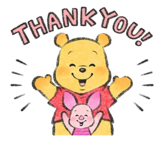 🧁 c02e0bf1 Winnie the Pooh Thank You! 谢谢, 小熊维尼, 小猪, 可爱, 友谊, 感谢 telegram sticker