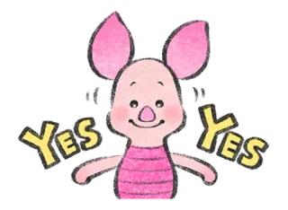🧁 e5c15c96 Piglet YES YES 小猪, 小熊维尼, 是的, 同意, 赞同 telegram sticker
