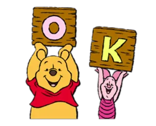 👌 18e01967 Winnie the Pooh OK Winnie the Pooh, Piglet, OK, Cartoon telegram sticker