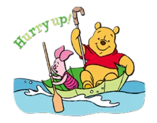 🚣 21fab95a Winnie the Pooh Hurry up! winnie the pooh, piglet, boat, hurry up, friendship, cartoon telegram sticker