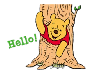 ✋ 55970bcb Winnie the Pooh Hello! Winnie the Pooh, cartoon, greeting, Hello, bear, tree, friendly telegram sticker