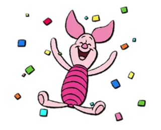 😀 62bf09e9 Piglet Winnie the Pooh cartoon, pig, celebration, friend, happy telegram sticker