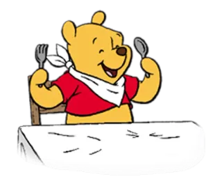 🍴 ae904c57 Winnie the Pooh Winnie the Pooh, cartoon, bear, eating, table telegram sticker