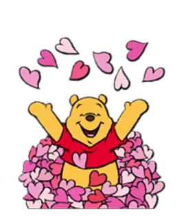 💜 b64a69aa Winnie the Pooh Winnie the Pooh, hearts, love, cartoon telegram sticker