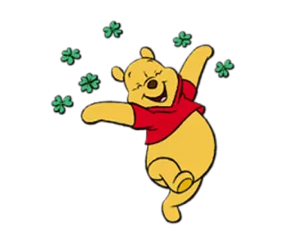 😊 e464a86d Winnie the Pooh winnie the pooh, cartoon, disney, character, clover, luck telegram sticker