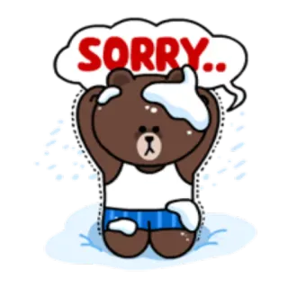 😔 11f60eb0 Brown SORRY.. urso, desenho animado, desculpa, desculpa, fofo telegram sticker