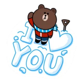 ❤️ 20d3a2a8 I LOVE YOU urso, amor, neve, inverno, fofo, desenho animado, mensagem telegram sticker