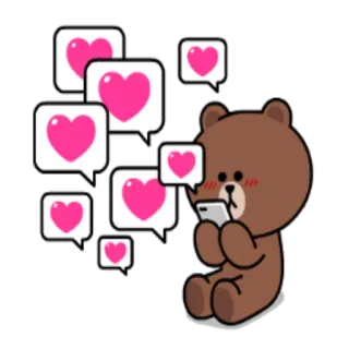 ✉️ 7db41723 Brown urso, coração, amor, mensagem, fofo, LINE Friends, celular, móvel telegram sticker