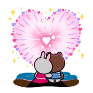 🎆 f146fcc4 amor, casal, coração, romance, desenho animado, animais, afeição telegram sticker