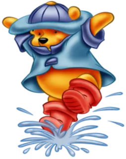 🌦 96723614 Winnie the Pooh winnie the pooh, cartone animato, pioggia, impermeabile, stivali, acqua, schizzo telegram sticker