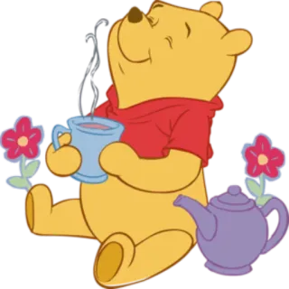 ☕️ 9ca5ab56 Winnie the Pooh winnie the pooh, cartone animato, miele, disney, classico, orso, tè, carino telegram sticker