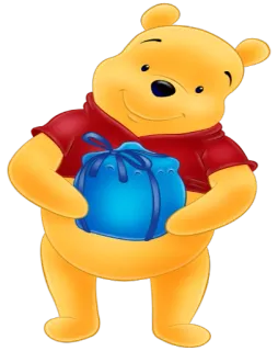 🎁 b2779669 Winnie the Pooh cartone animato, winnie the pooh, disney, orso, personaggio, regalo blu telegram sticker