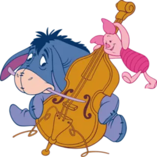 🎻 bedbc4a5 Eeyore Ih-Oh, Pimpi, Winnie the Pooh, Cartoni animati, Musica, Violoncello telegram sticker