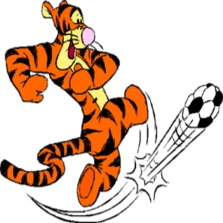 ⚽️ ee414b12 Tigger Tigro, Winnie the Pooh, Cartone animato, Animale, Tigre, Calcio telegram sticker