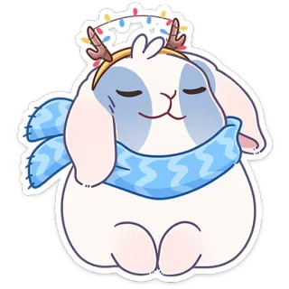 😊 096170b1 kelinci, syal, natal, tanduk, imut, musim dingin whatsapp sticker