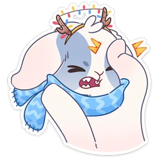 🤦 3db325c7 kelinci, lucu, binatang, musim dingin, syal, natal, liburan whatsapp sticker