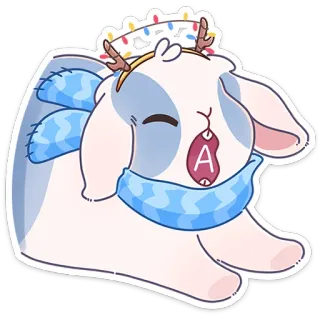 😮 4fd5db31 A kelinci, musim dingin, Natal, syal, imut, liburan whatsapp sticker