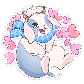 🥰 70104895 kelinci, imut, syal, hati, binatang, liburan, musim dingin whatsapp sticker