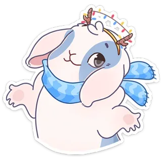 🤷 819c9c15 kelinci, binatang, imut, syal, lampu natal, musim dingin whatsapp sticker