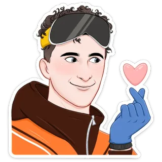 😘 936bfdb2 mann, cartoon, herz, handschuhe whatsapp sticker