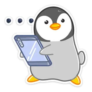 🙇‍♀️ 0f3a6b2e penguin, kartun, hewan, telepon, imut, stiker whatsapp sticker