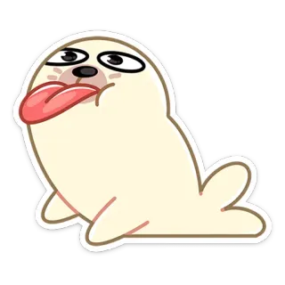 😜 669c3330 anjing laut, kartun, binatang, lucu, kocak, lidah whatsapp sticker