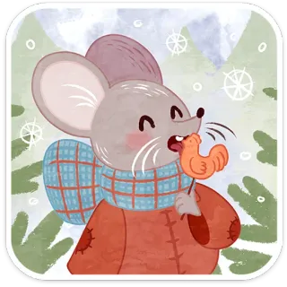 ❄️ 5f8645ce mysz, lizak, zima, śnieg, uroczy, szalik, kreskówka telegram sticker