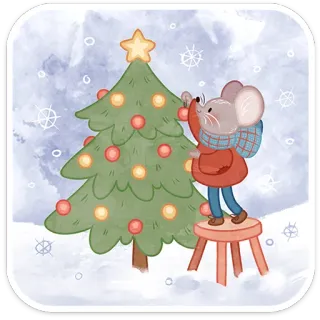 ❄️ bf4def24 choinka, mysz, dekoracja, zima, śnieg telegram sticker