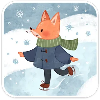 ❄️ f53f9ad5 lis, łyżwiarstwo, zima, zwierzę, słodkie, kreskówka, płatki śniegu telegram sticker