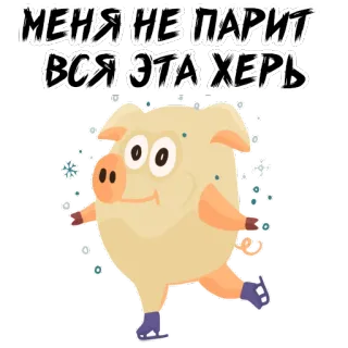 🙁 46f39385 МЕНЯ НЕ ПАРИТ ВСЯ ЭТА ХЕРЬ 猪, 滑冰, 冒犯性语言, 俄语, 卡通, 贴纸 whatsapp sticker