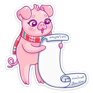 📃 d474748a maiale, animale, sciarpa, natale, lista, pergamena, carino telegram sticker